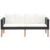 2-Seater Patio Sofa with Cushions Poly Rattan Black