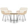 3 Piece Patio Dining Set Poly Rattan