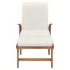 Sun Lounger with Cushion Solid Teak Wood Cream
