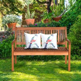 Two Person Solid Wood Garden Bench with Curved Backrest and Wide Armrest