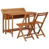 Balcony Planter Table with 2 Bistro Chairs Solid Acacia Wood
