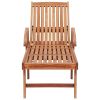 Sun Lounger with Wine Red Cushion Solid Teak Wood