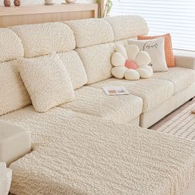 All-inclusive Seersucker Stretch Sofa Cover (Option: Beige-Plus Size Single)